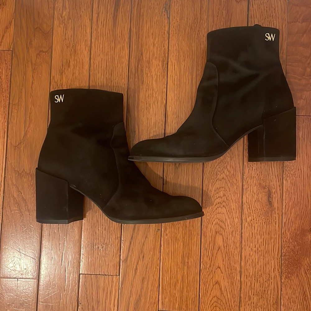 Genuine suede, Stuart Weitzman booties! Gently used, mild scuffs along the heels